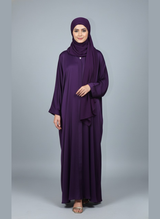 Plain Abaya in Nida Fabric with Hijab cap stitched with Scarf