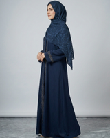 Front open zoom fabric abaya
