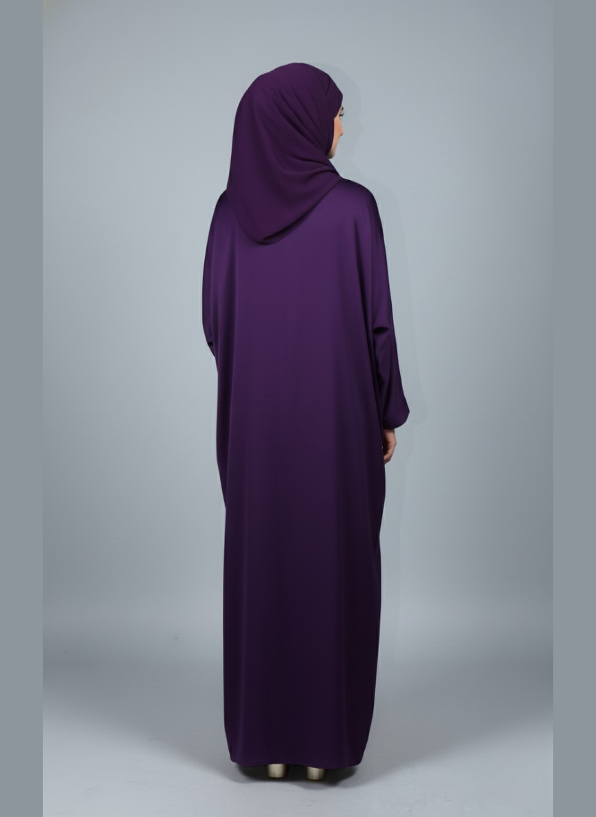 Plain Abaya in Nida Fabric with Hijab cap stitched with Scarf