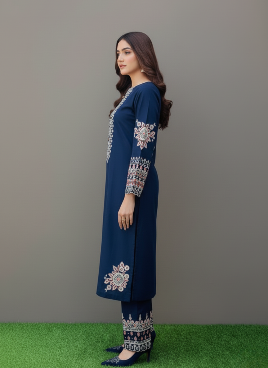 Embroidered Cotton 3pc Suit