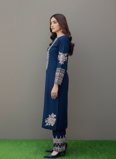 Embroidered Cotton 3pc Suit