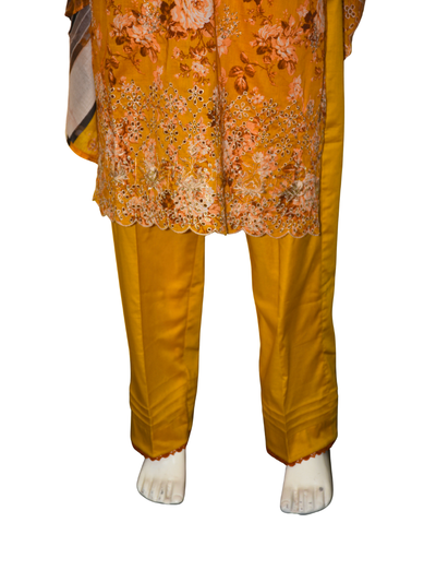 3 pc embroidered lawn dress
