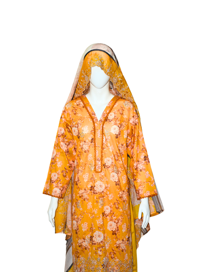 3 pc embroidered lawn dress