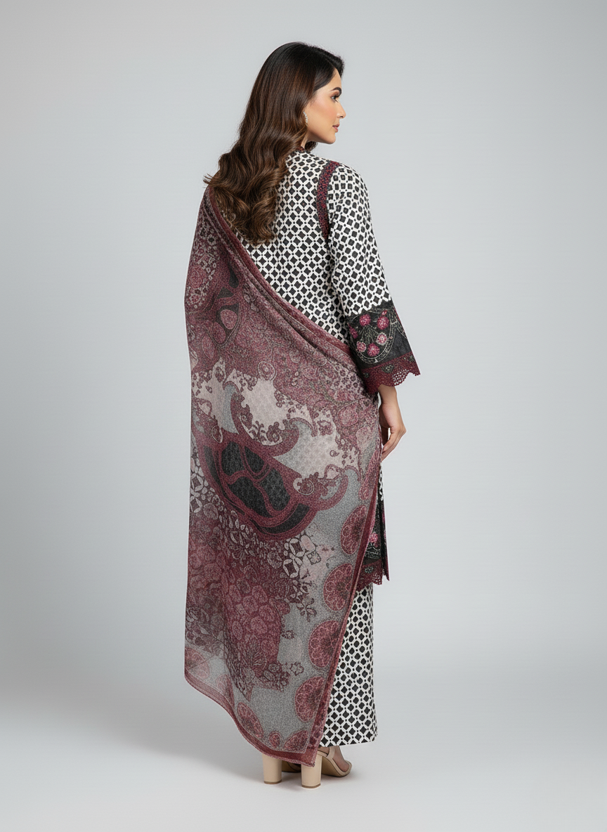 3 pcs embroidered Khadder dress