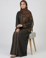 Front open zoom fabric abaya