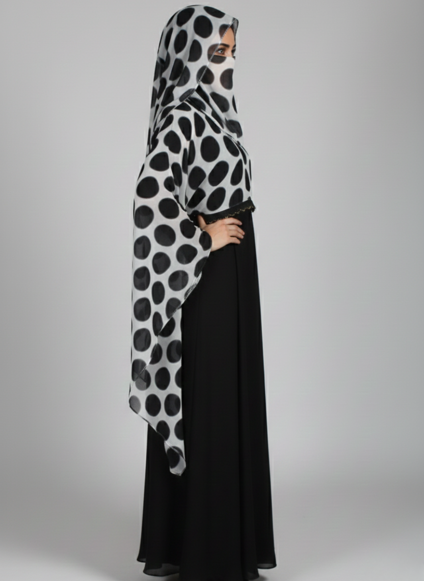 Plain inner gown on Nida Fabric with Chiffon outer gown