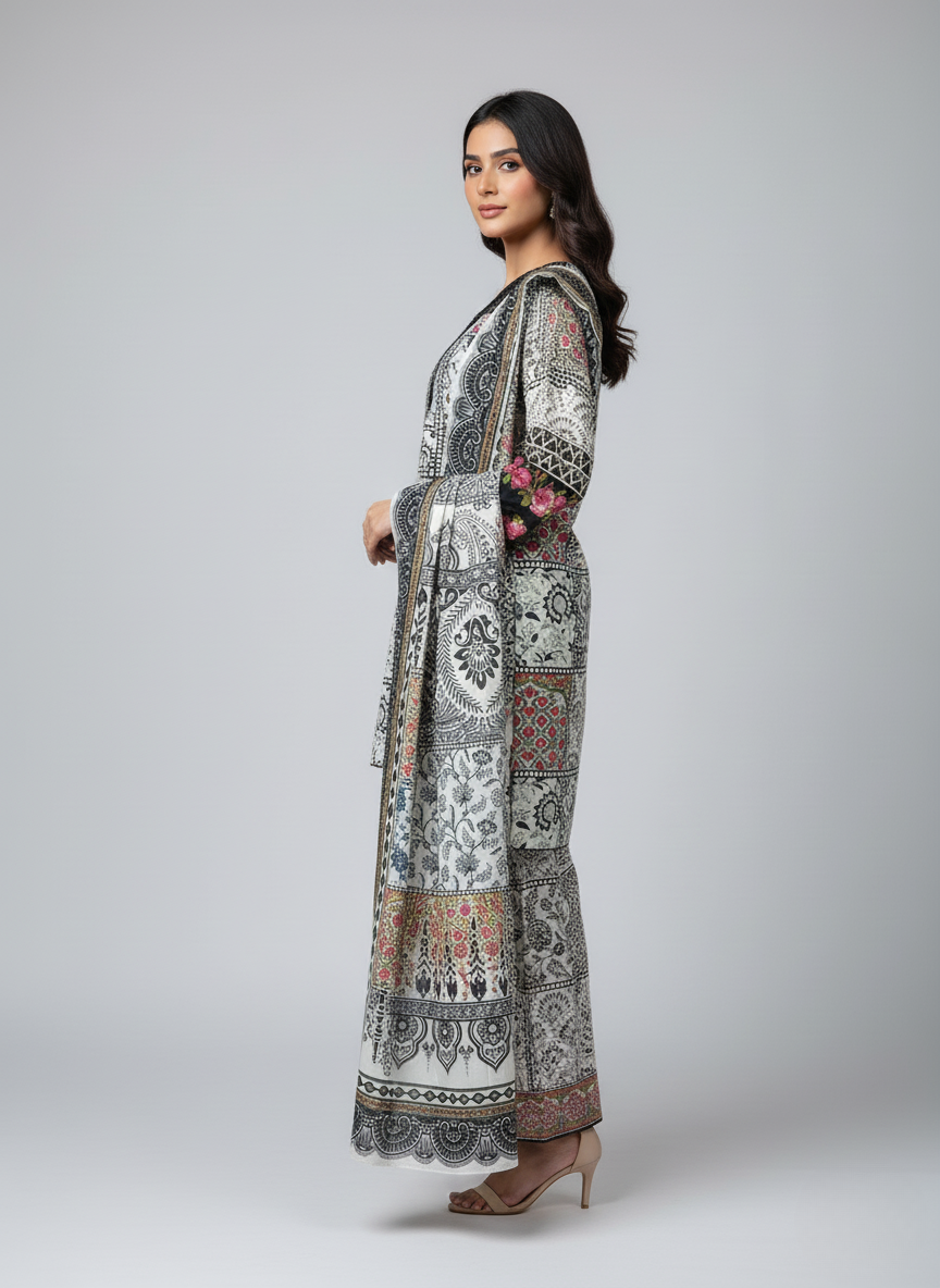 3 pcs embroidered Khadder dress