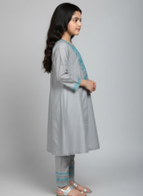 2 pcs lawn frock with embroidery and Sitara work