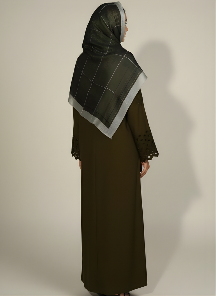 Front open Straight Abaya with stone work