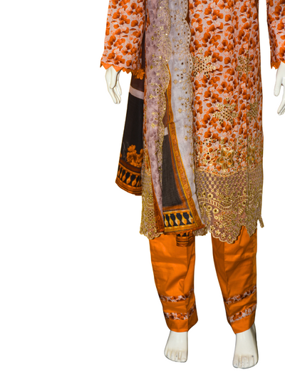 3 pc embroidered lawn dress