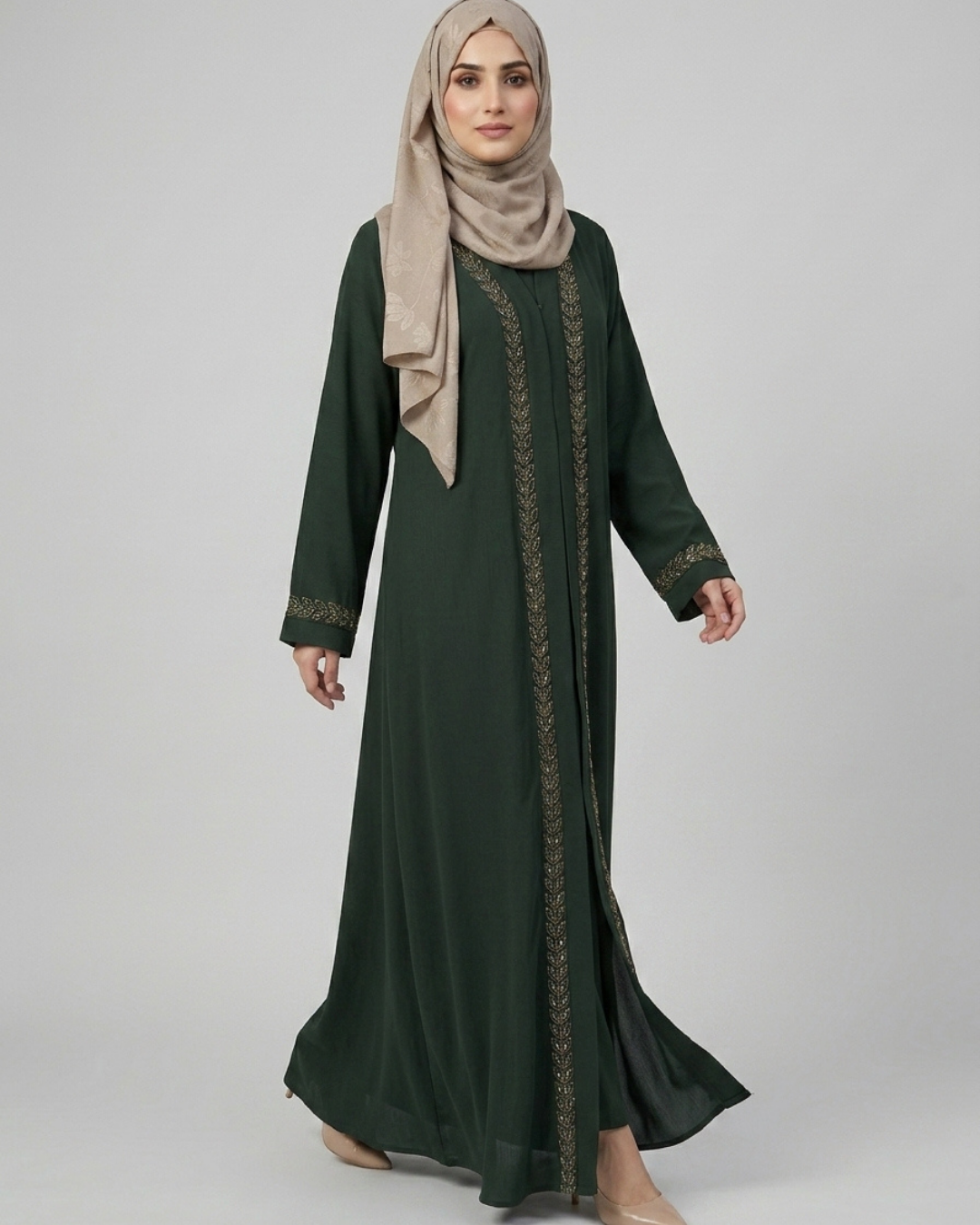Front open zoom fabric abaya