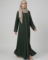 Front open zoom fabric abaya