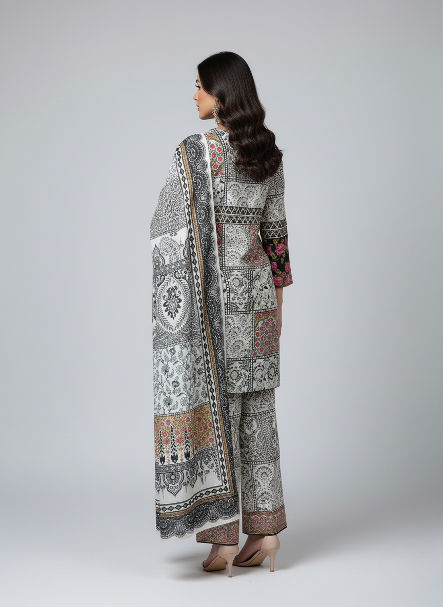 3 pcs embroidered Khadder dress