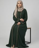 Front open zoom fabric abaya