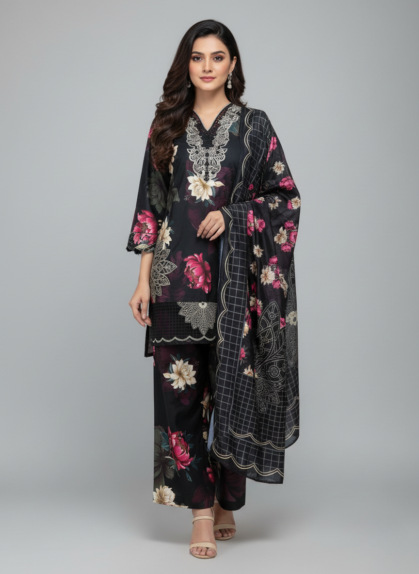 3 pcs embroidered Khadder dress