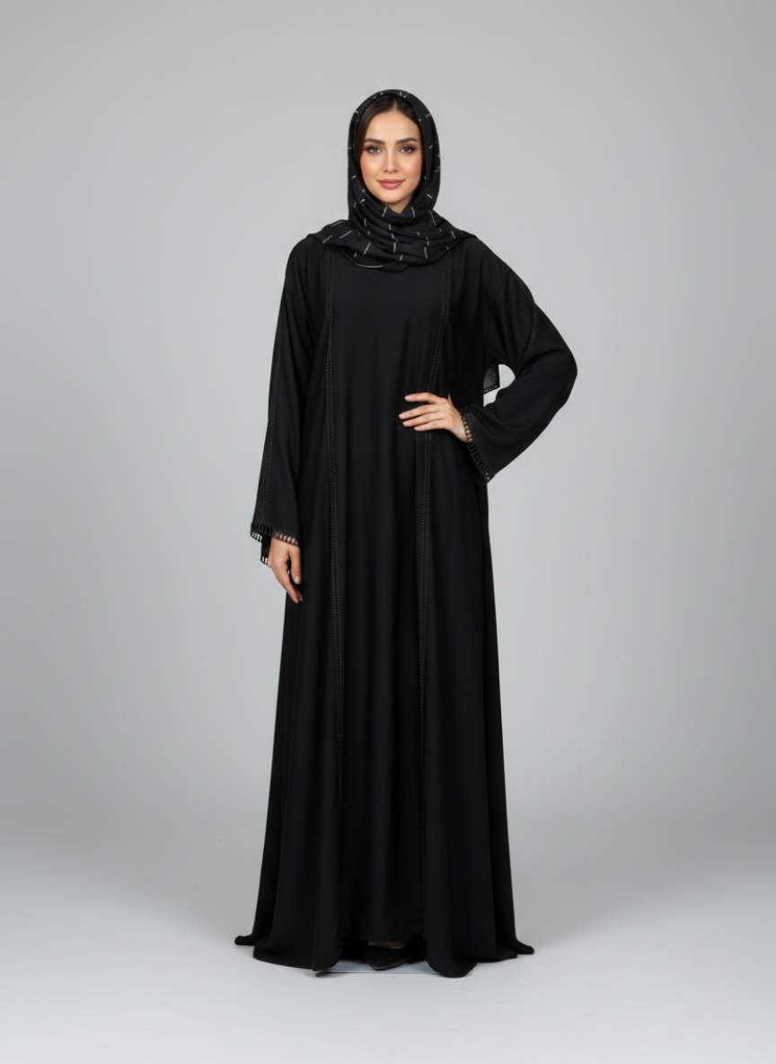 Plain Abaya with laces