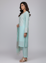 3 pc Embroidery Dress Shirt, Dupatta and Trouser in Chiffon