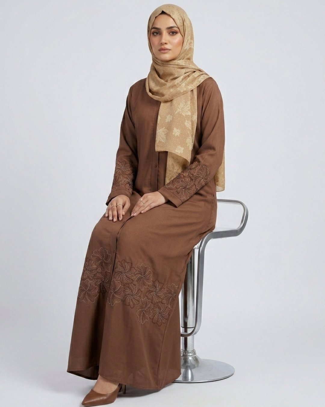 Nida fabric front closed abaya