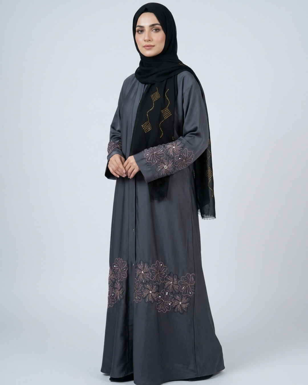 Nida fabric front closed abaya