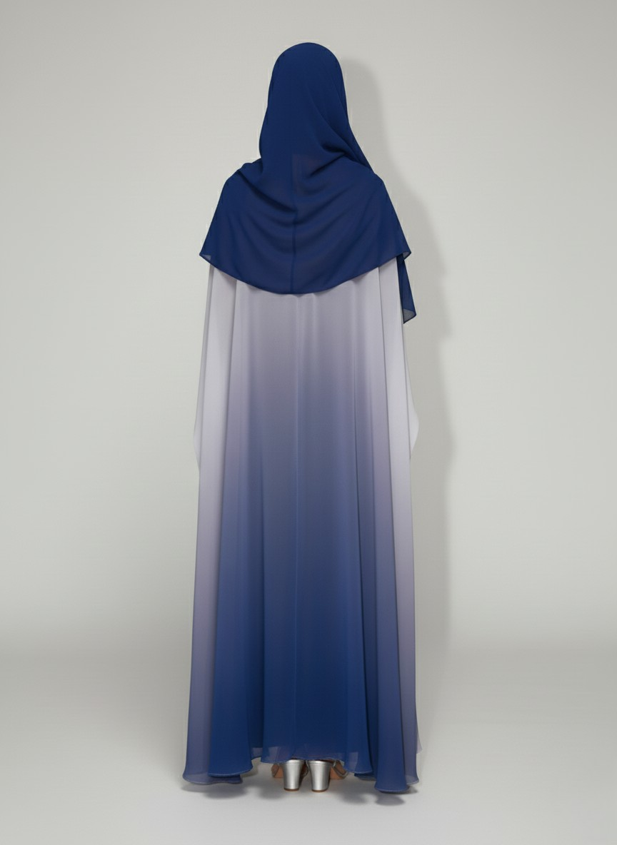 Gradient butterfly Abaya with matching scarf and veil