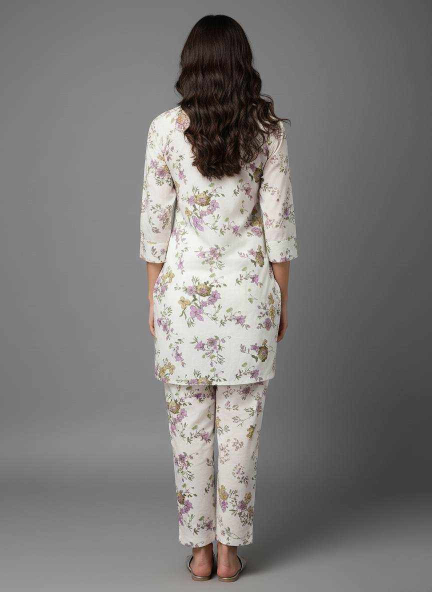 2 PC Printed Linen Dress