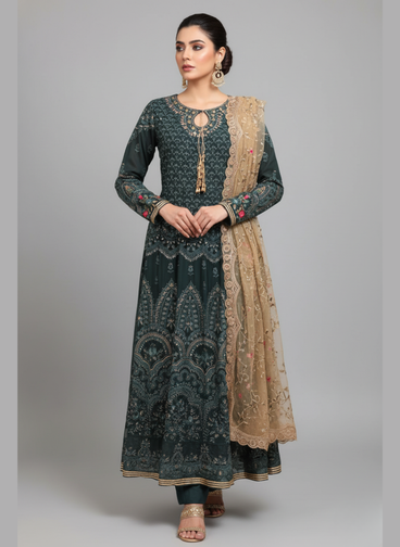 strapless open back dress Check Pakistani party wear dress with price in USA – Nameera by Farooq main image 0