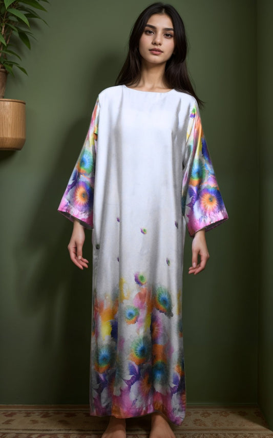 Silky long shirt with self design