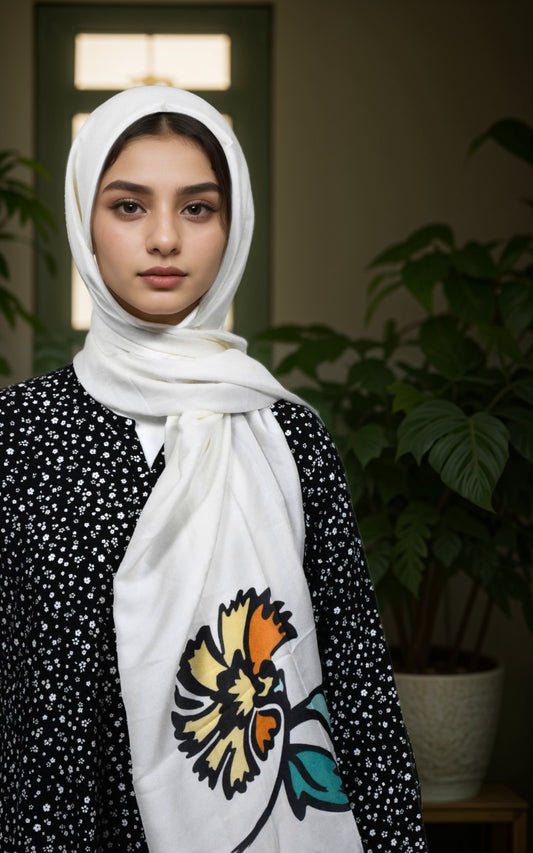 Silky Scarf with flowers