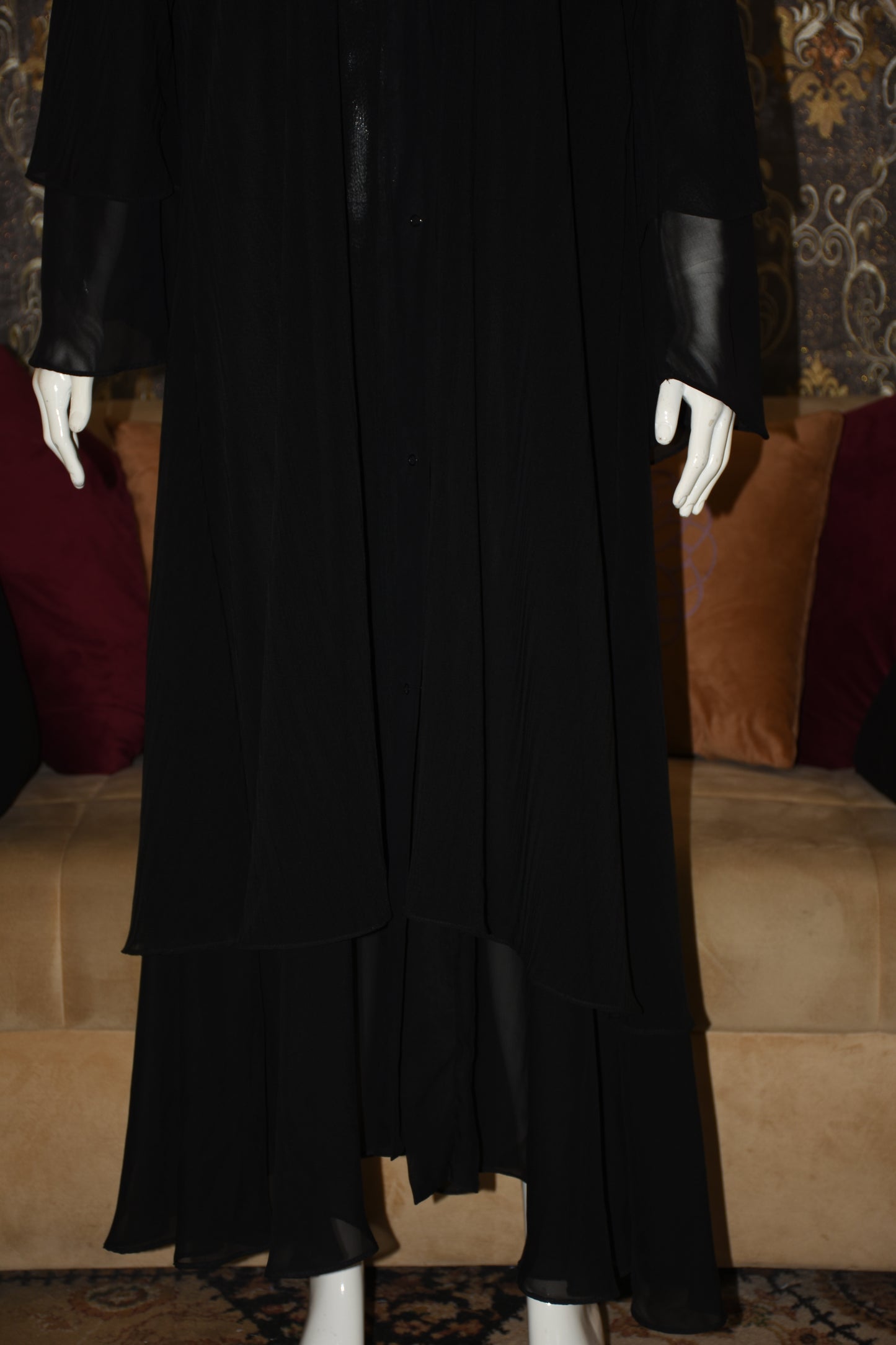 Front Open Chiffon Abaya with scarf