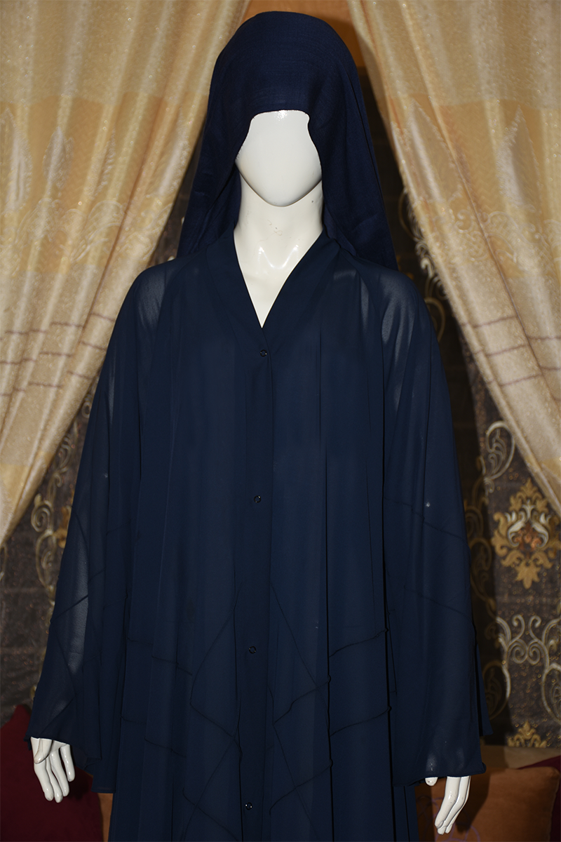 Front open Gown Style Chiffon Abaya with scarf