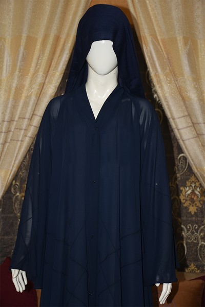 Front open Gown Style Chiffon Abaya with scarf