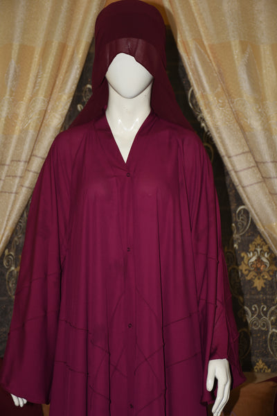 Front open Gown Style Chiffon Abaya with scarf