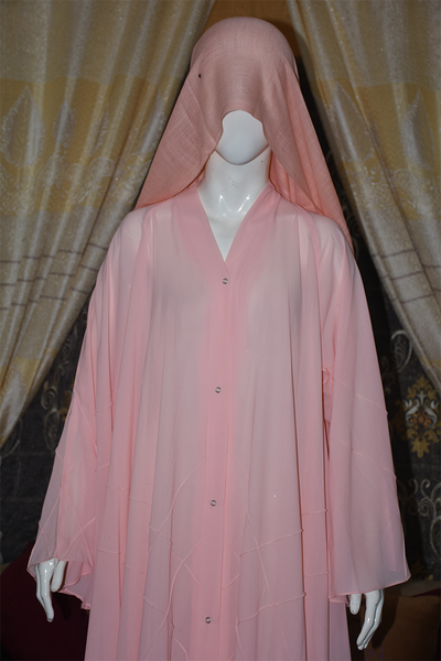 Front open Gown Style Chiffon Abaya with scarf