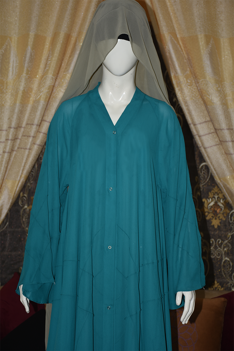 Front open Gown Style Chiffon Abaya with scarf