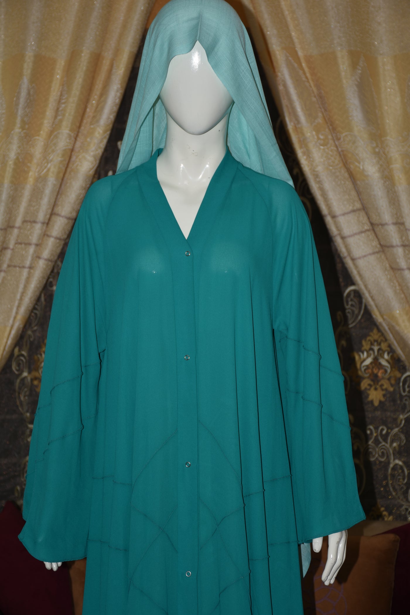 Front open Gown Style Chiffon Abaya with scarf