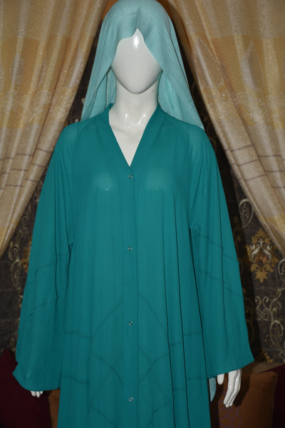Front open Gown Style Chiffon Abaya with scarf