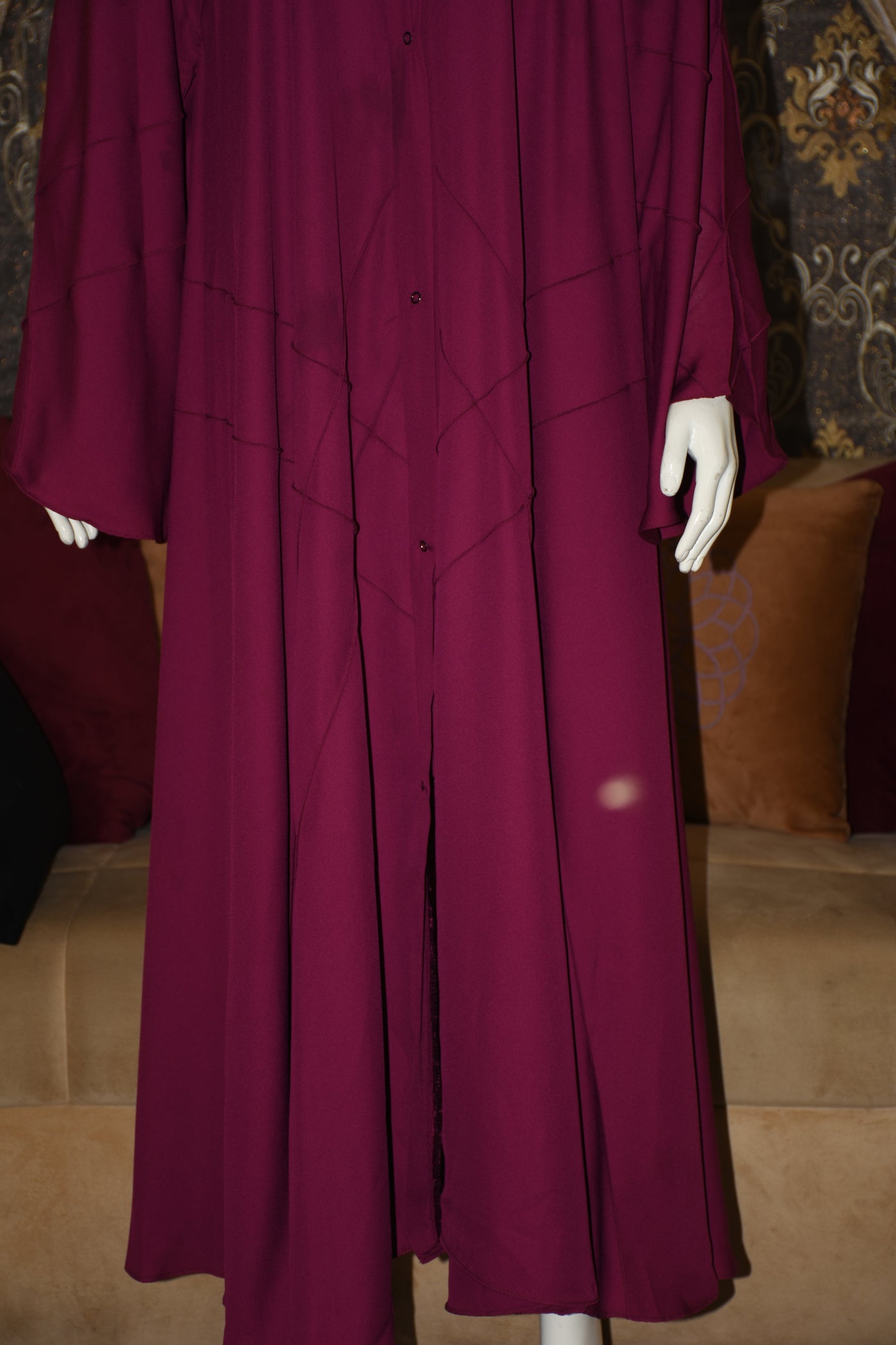 Front open Gown Style Chiffon Abaya with scarf
