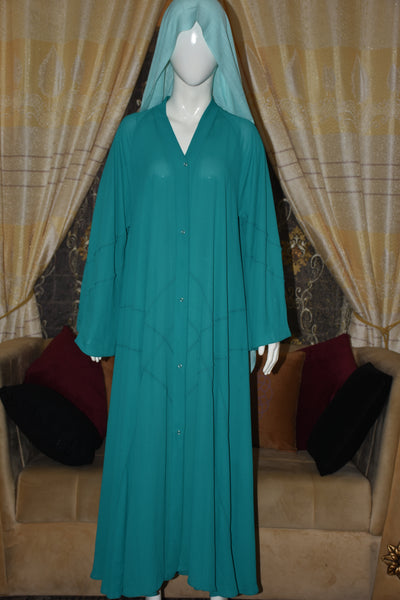 Front open Gown Style Chiffon Abaya with scarf
