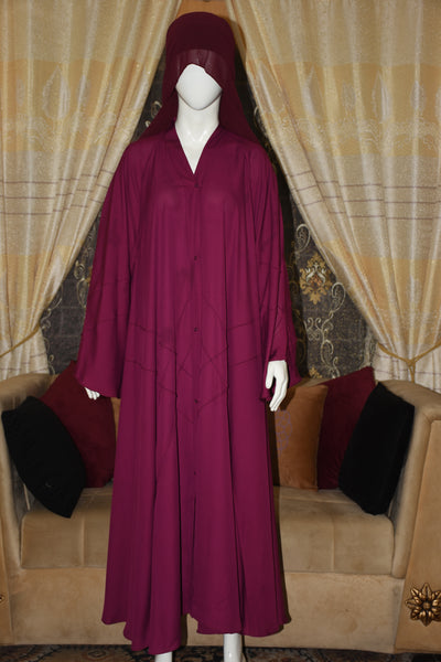 Front open Gown Style Chiffon Abaya with scarf