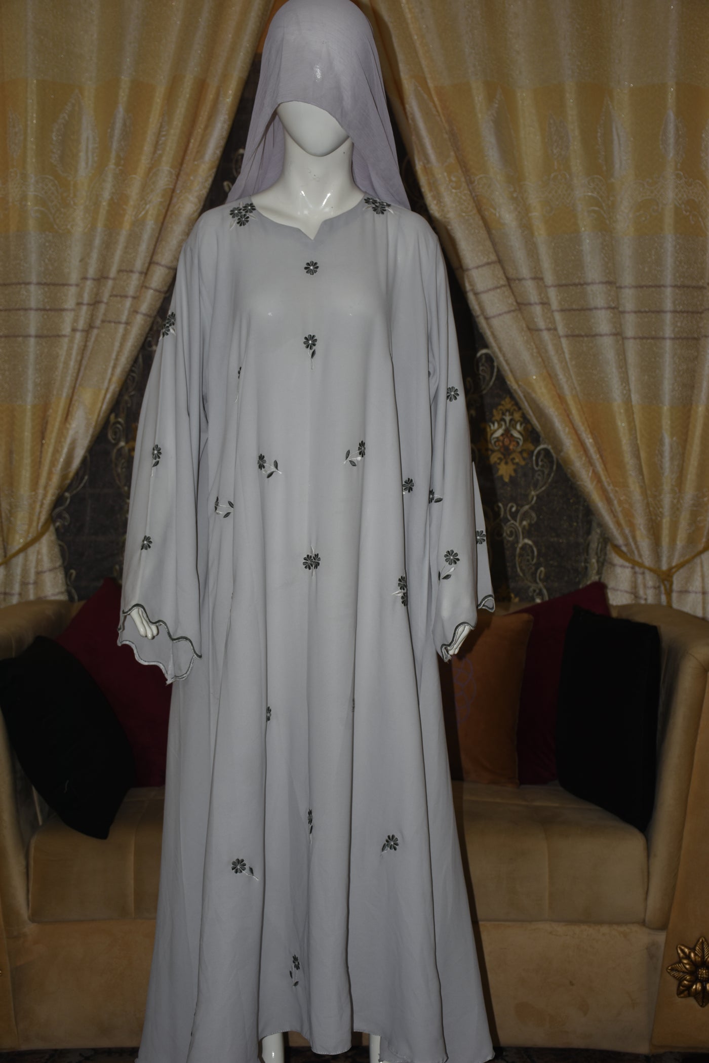 Front open Gorgeotte Abaya with Embroidery