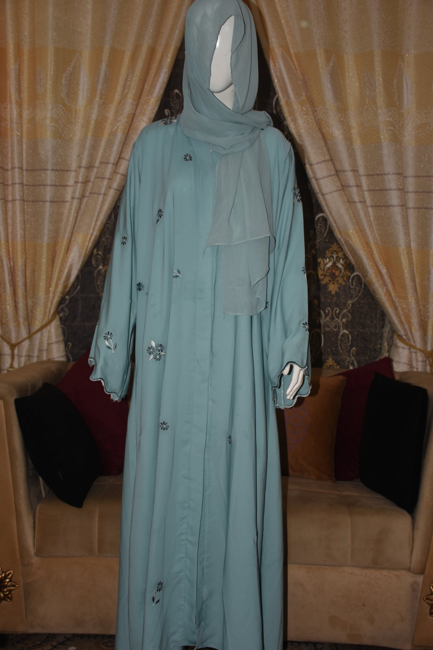Front open Gorgeotte Abaya with Embroidery