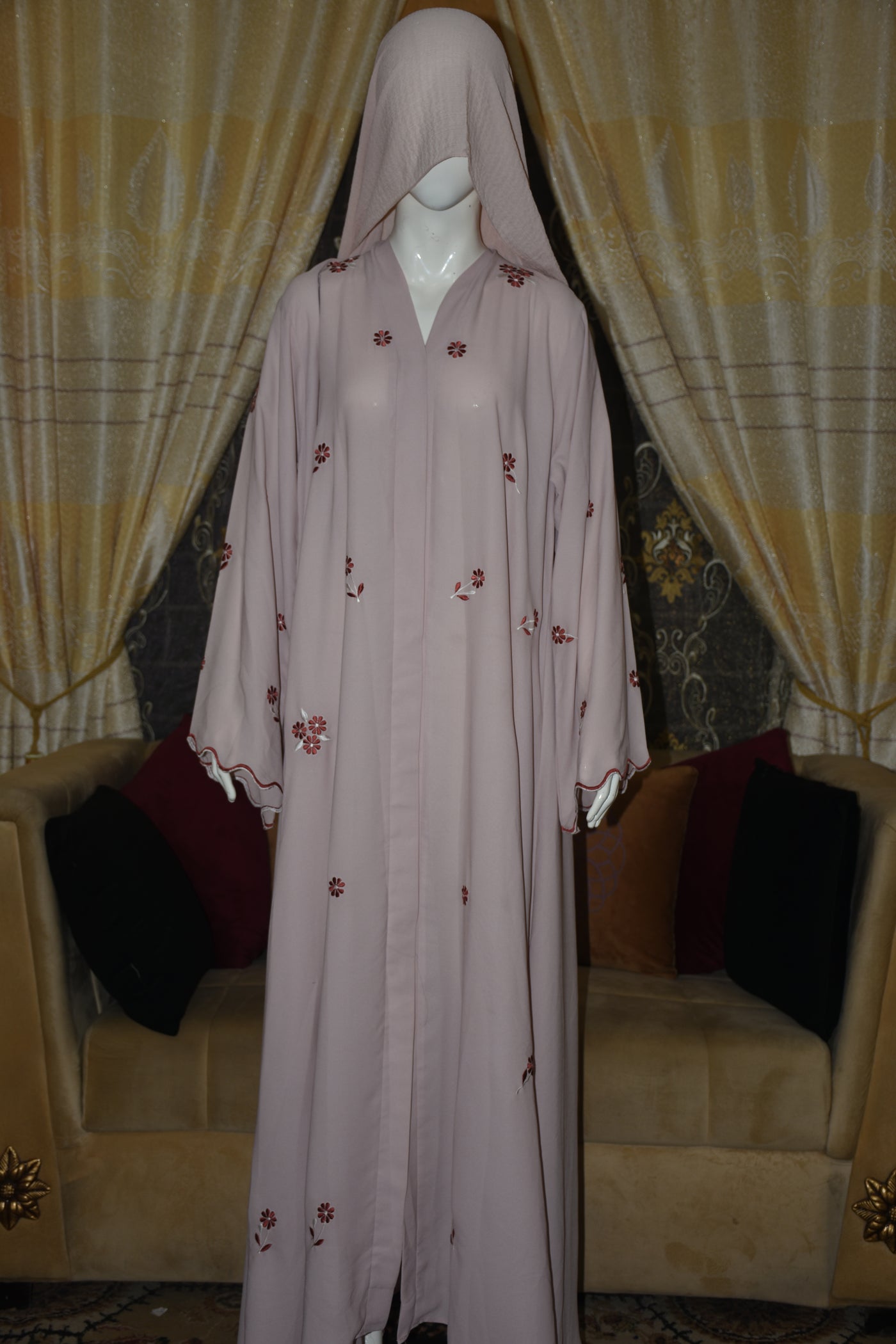 Front open Gorgeotte Abaya with Embroidery