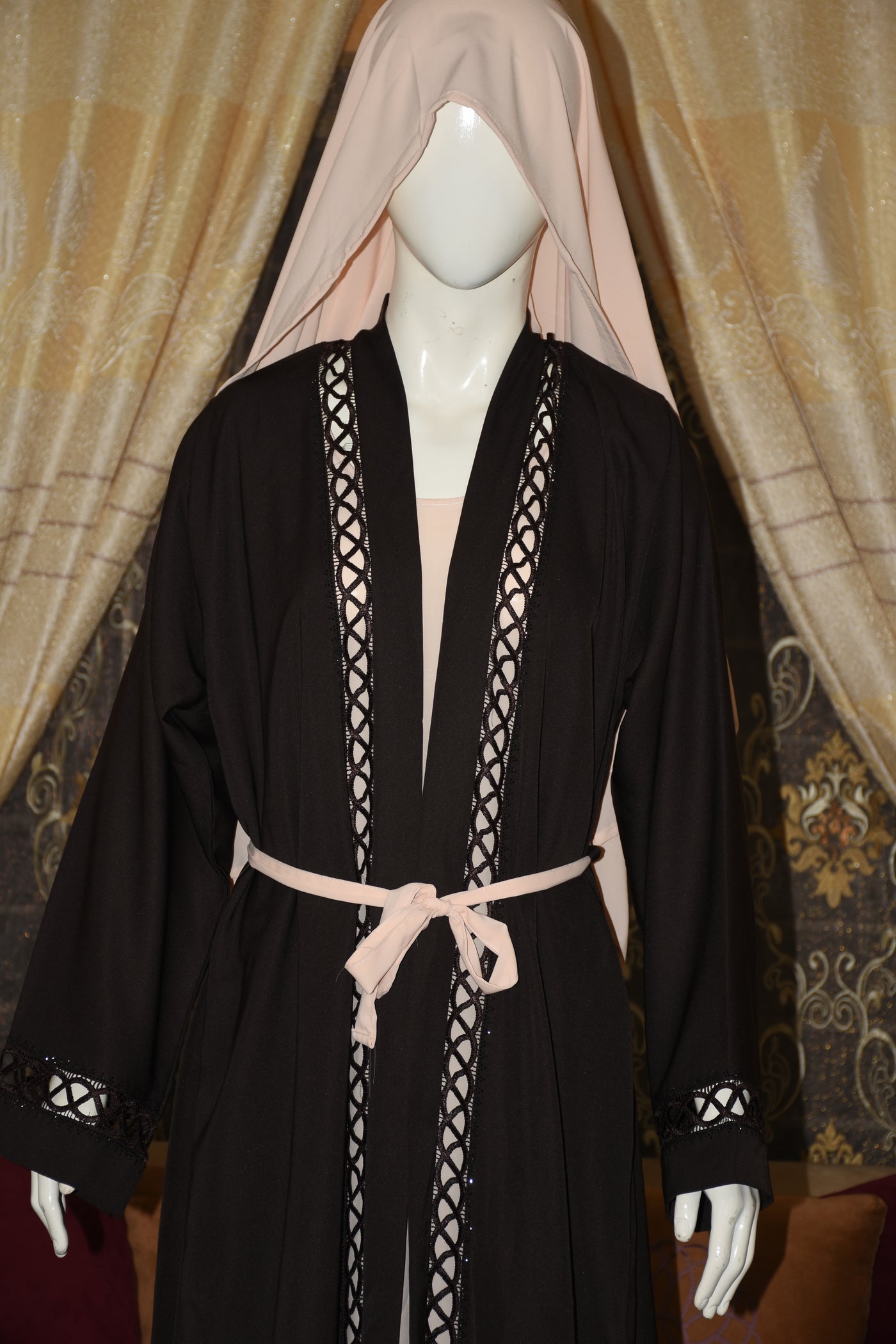Front open Stitched gown on Nida Fabric