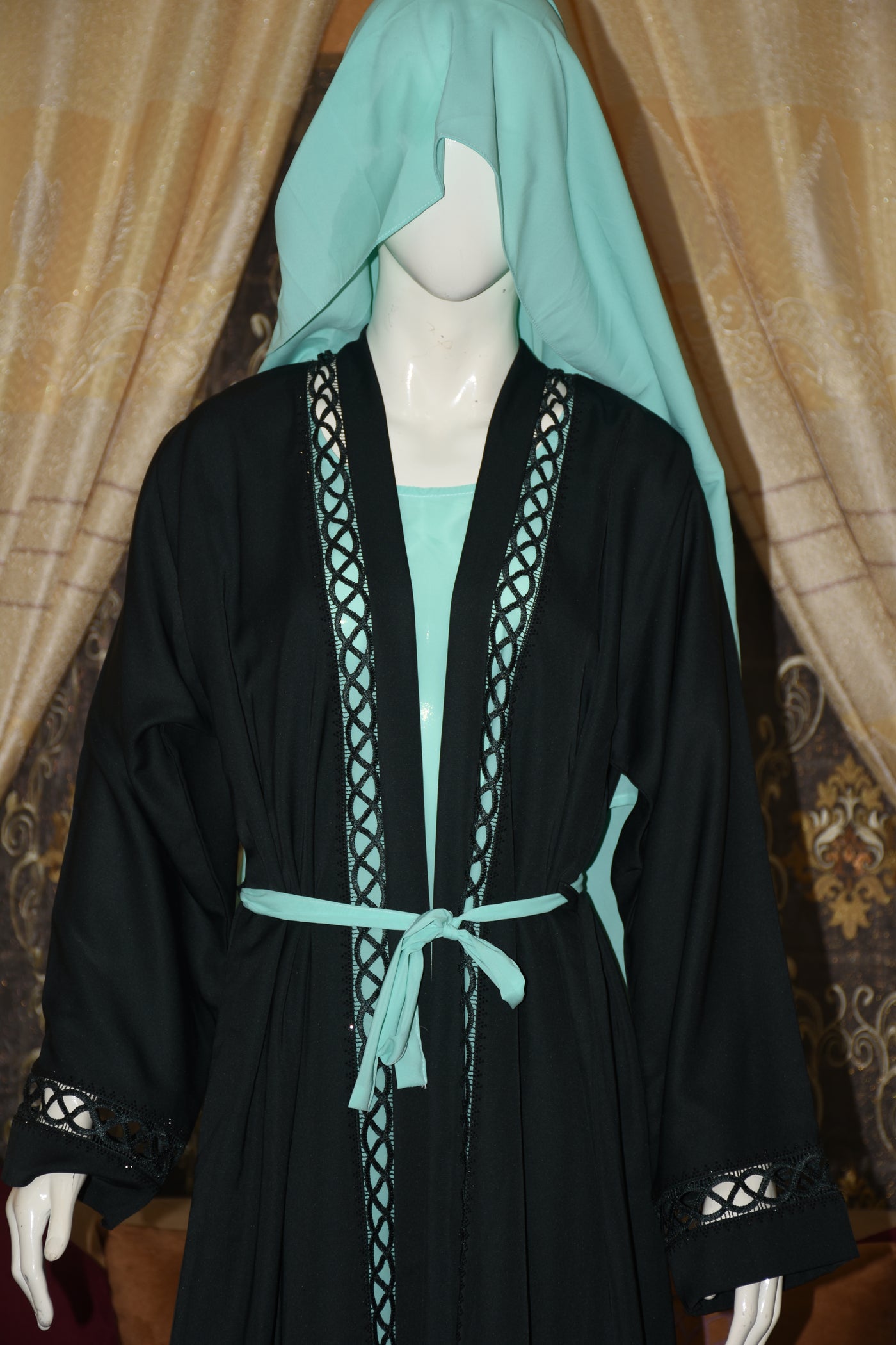 Front open Stitched gown on Nida Fabric