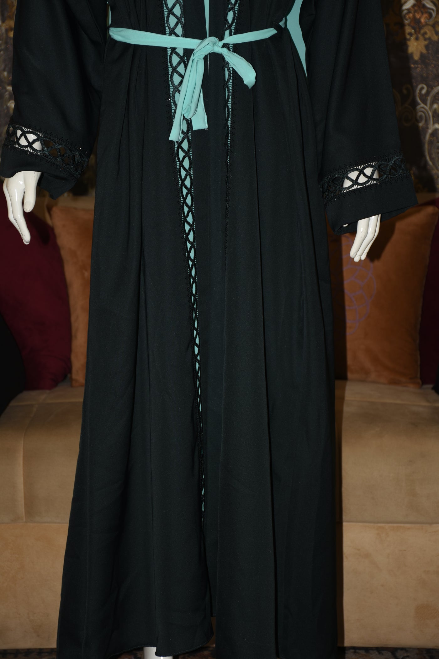 Front open Stitched gown on Nida Fabric