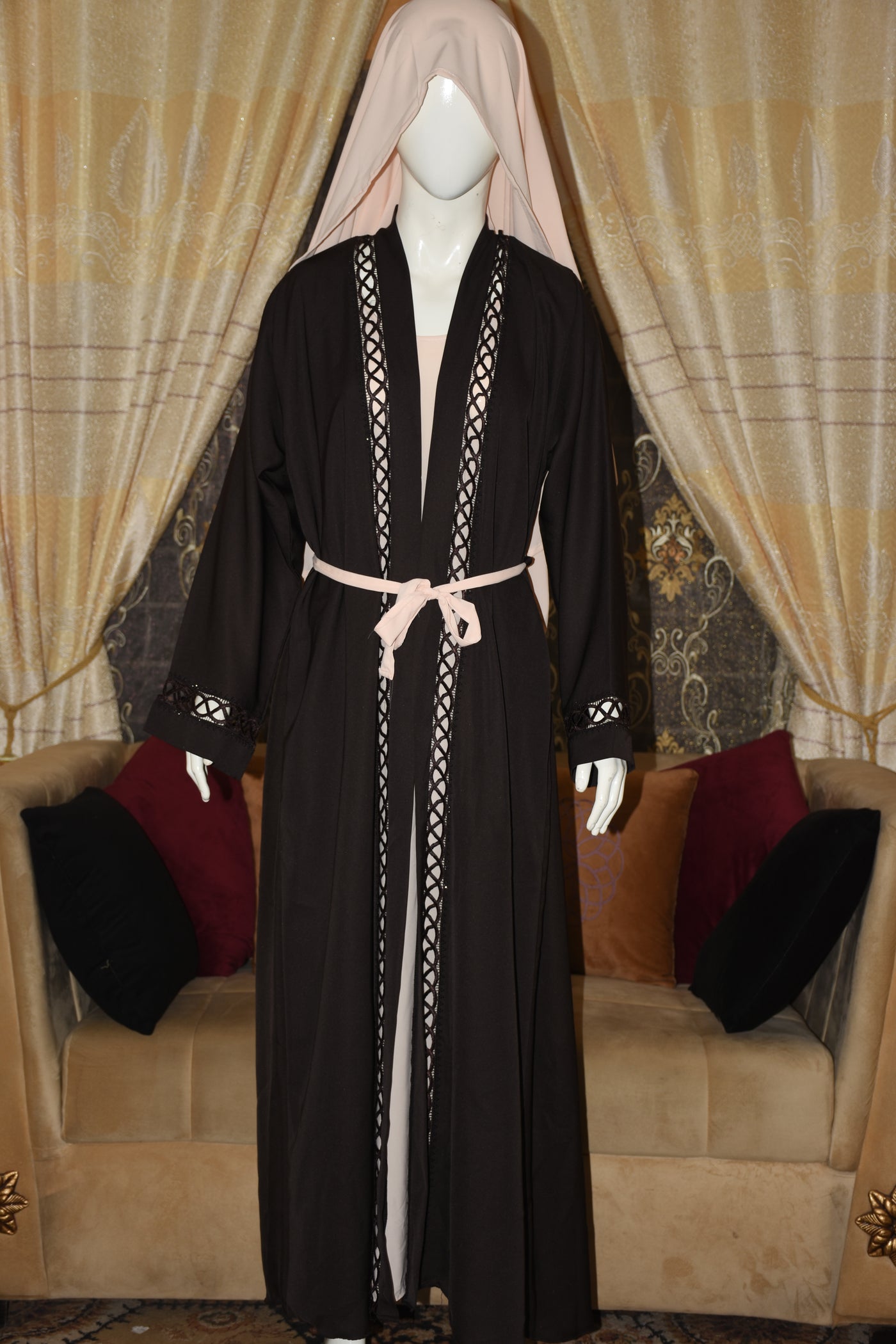 Front open Stitched gown on Nida Fabric