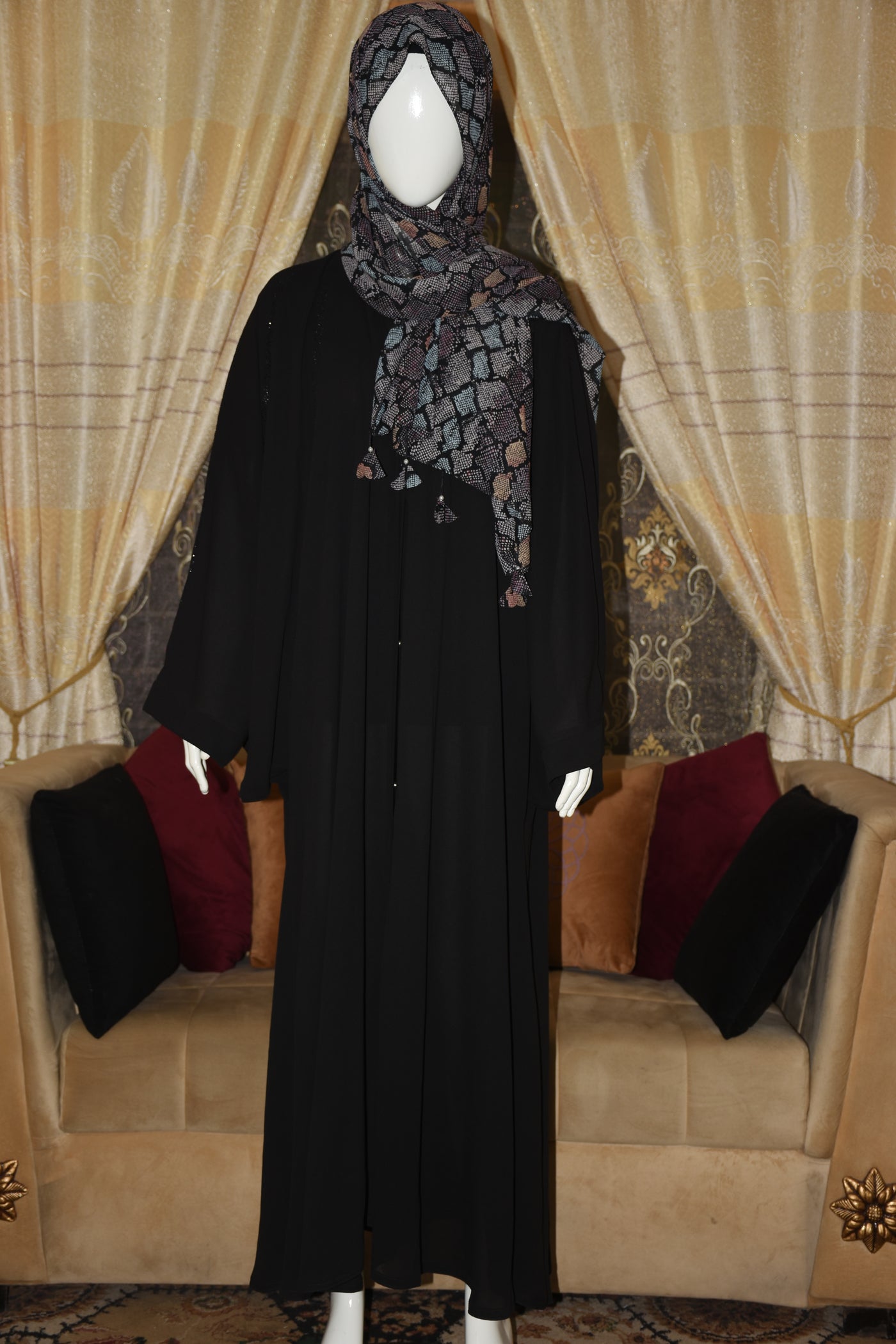 Front open georgette abaya with lose sleeves
