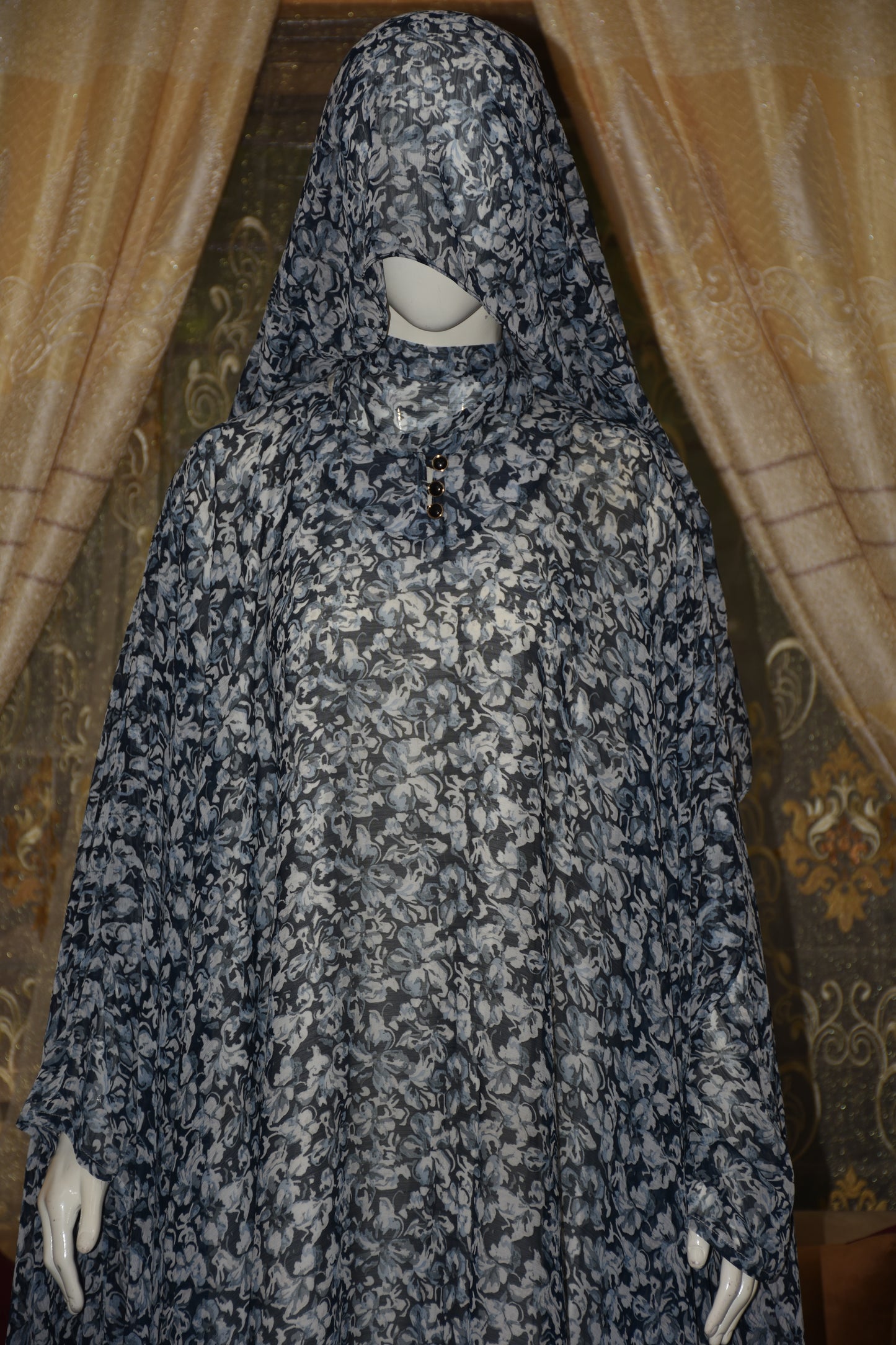 Chiffon butterfly abaya with separate upper and inner gown