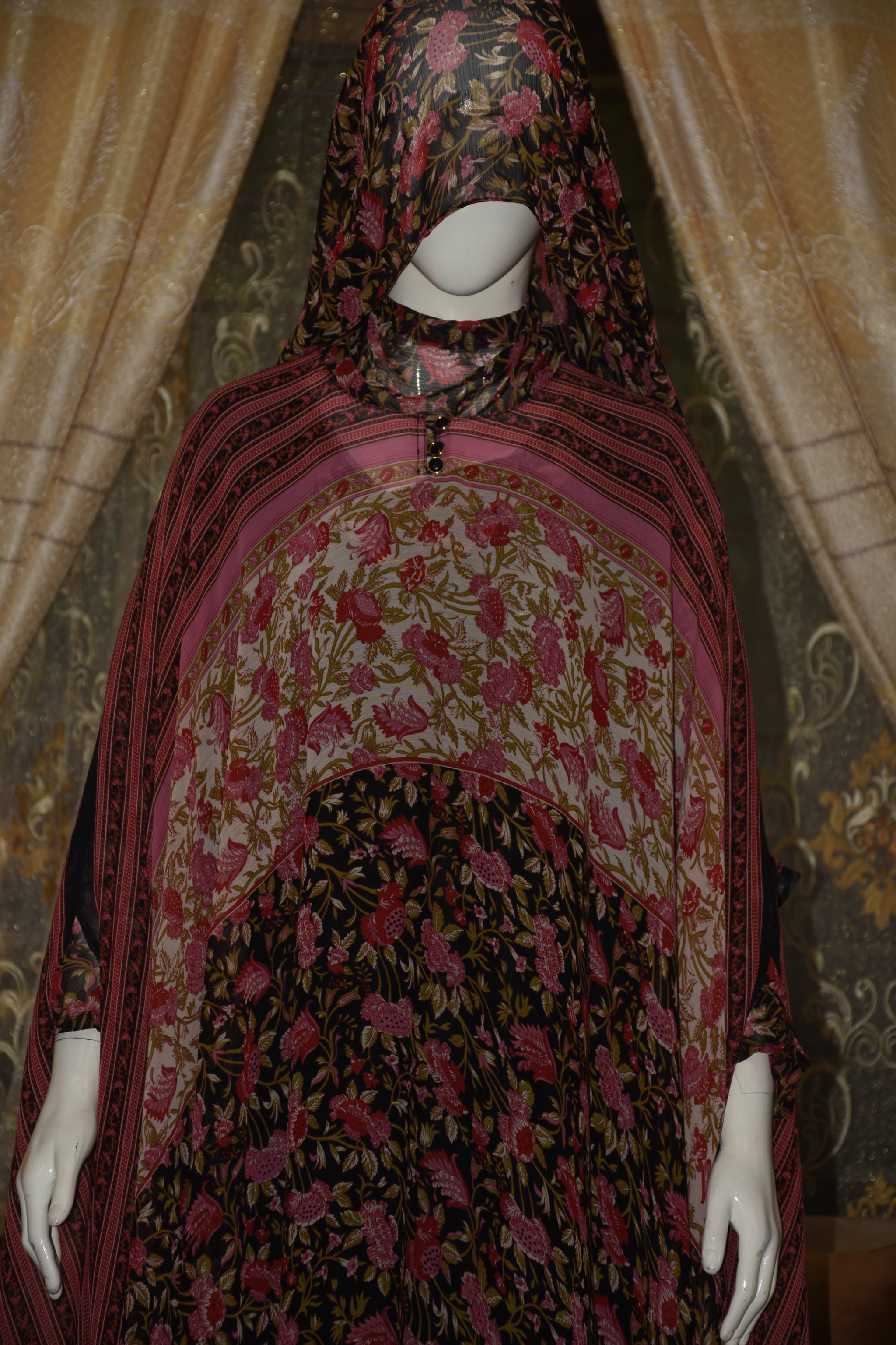 Chiffon butterfly abaya with separate upper and inner gown