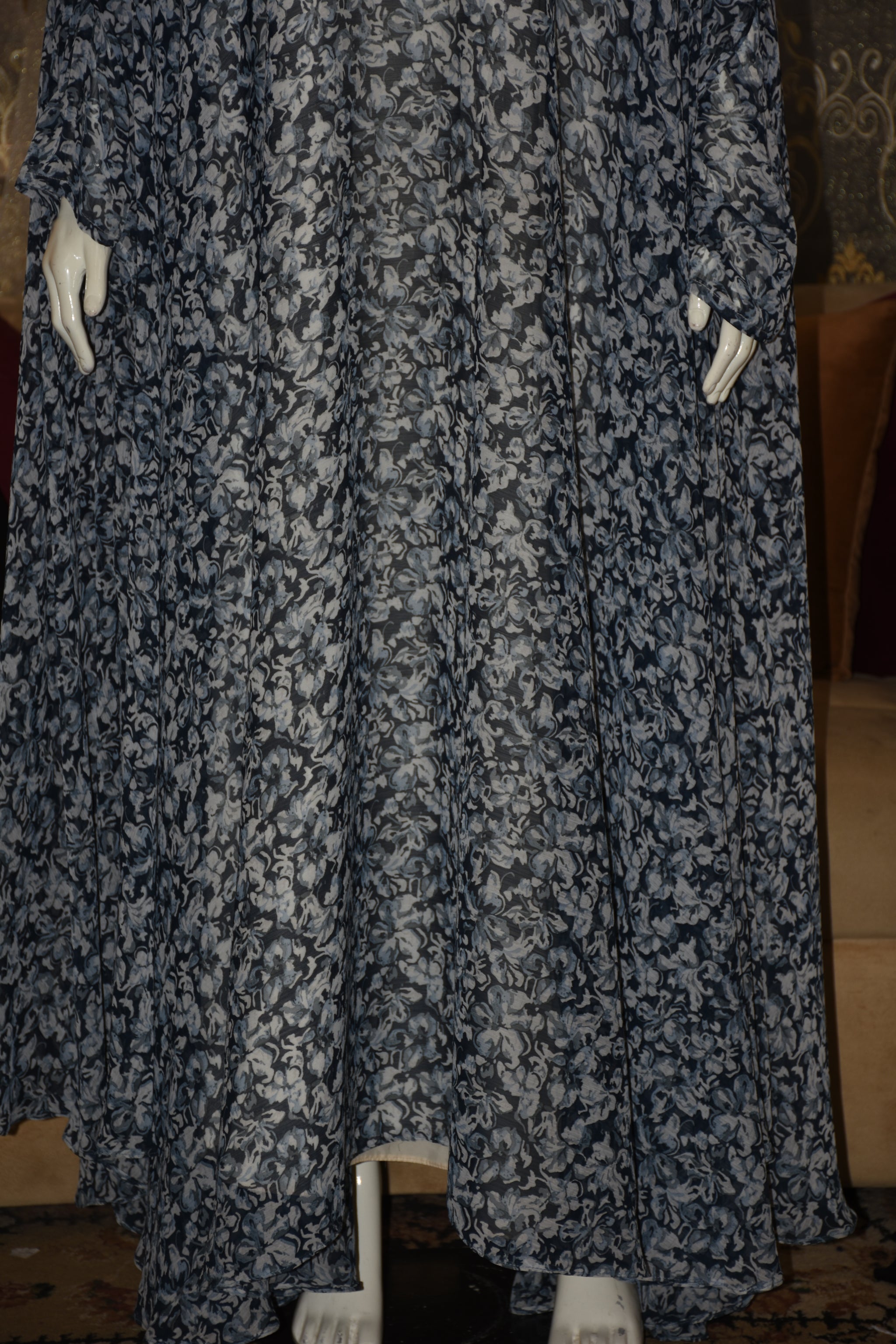 Chiffon butterfly abaya with separate upper and inner gown